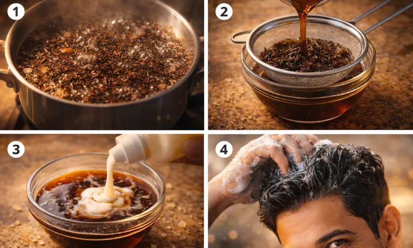 hampoo with tea leaves hair growth hack (1)