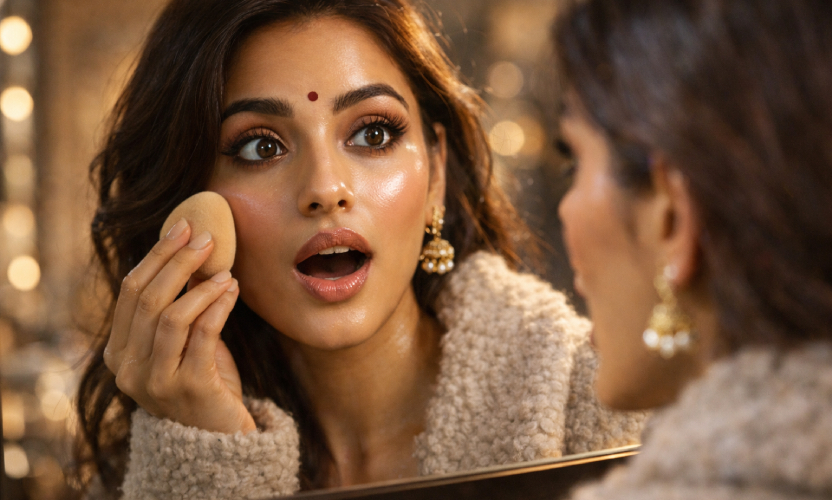 शादी में चाहिए Dewy Glow पाउडर हटाओ, क्रीम लगाओ! जानिए 5 विंटर मेकअप हैक्स जो आपको सेलिब्रिटी लुक देंगे।